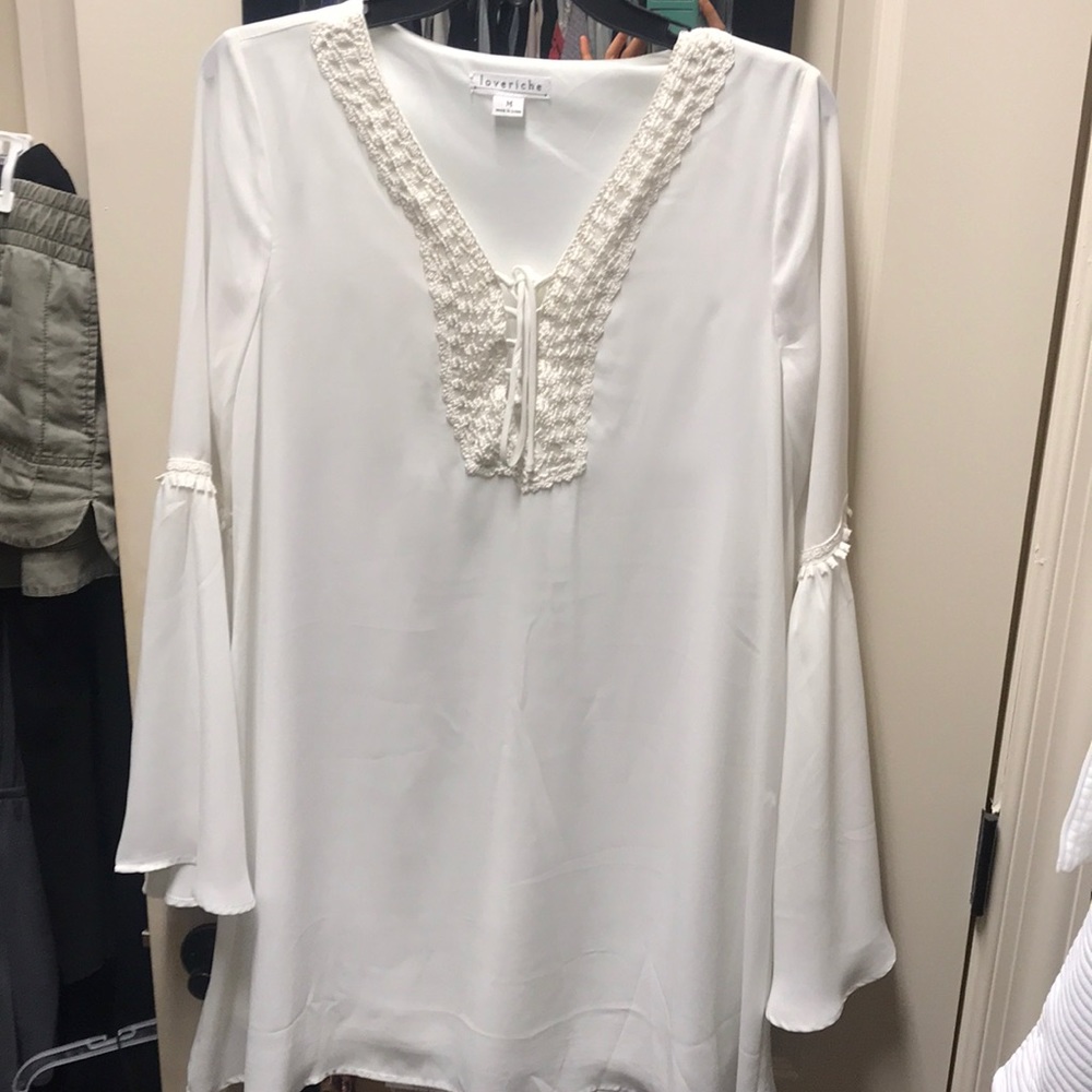 BOHO White bell sleeve dress